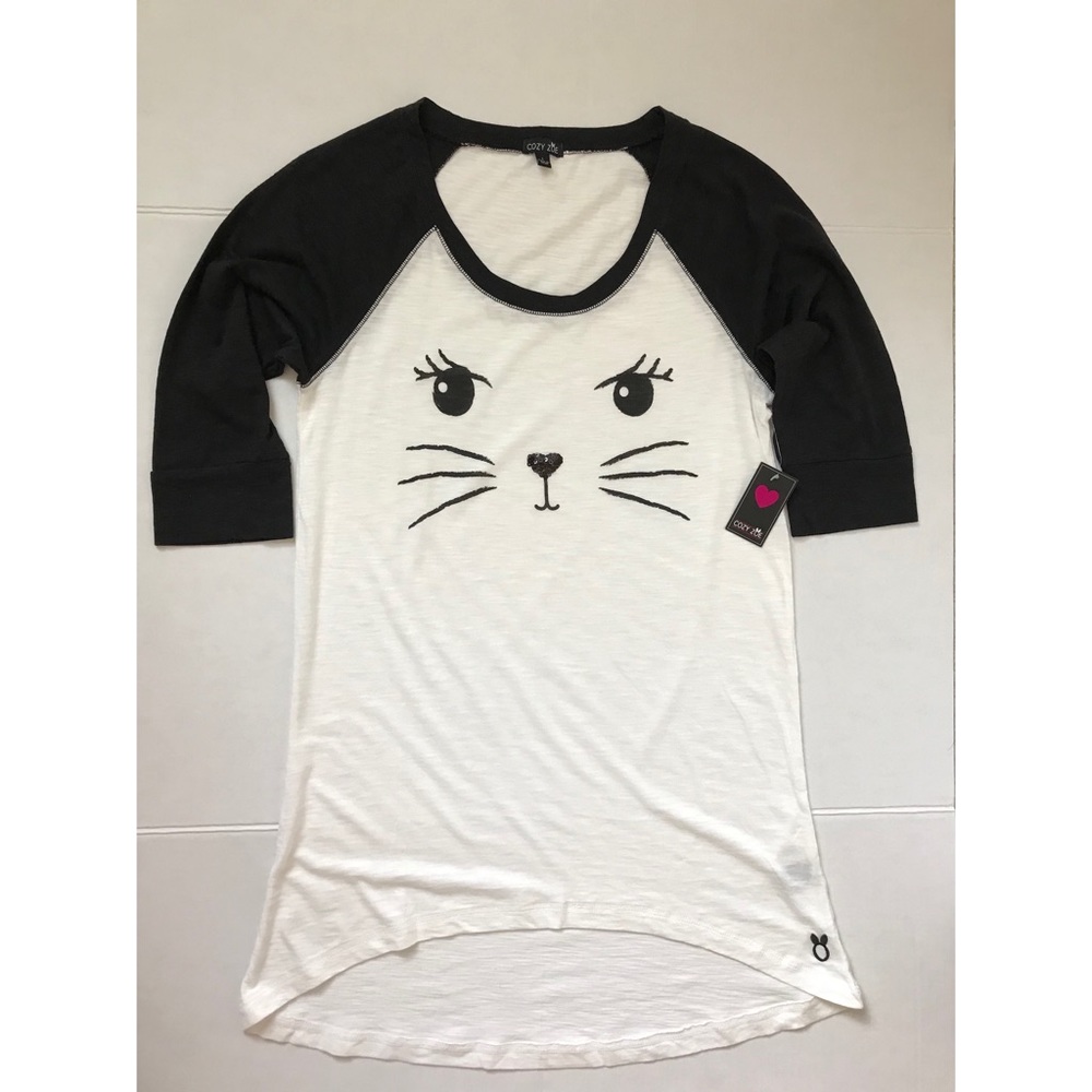 Cozy Zoe Hi-Lo Baseball Style Cat Tee